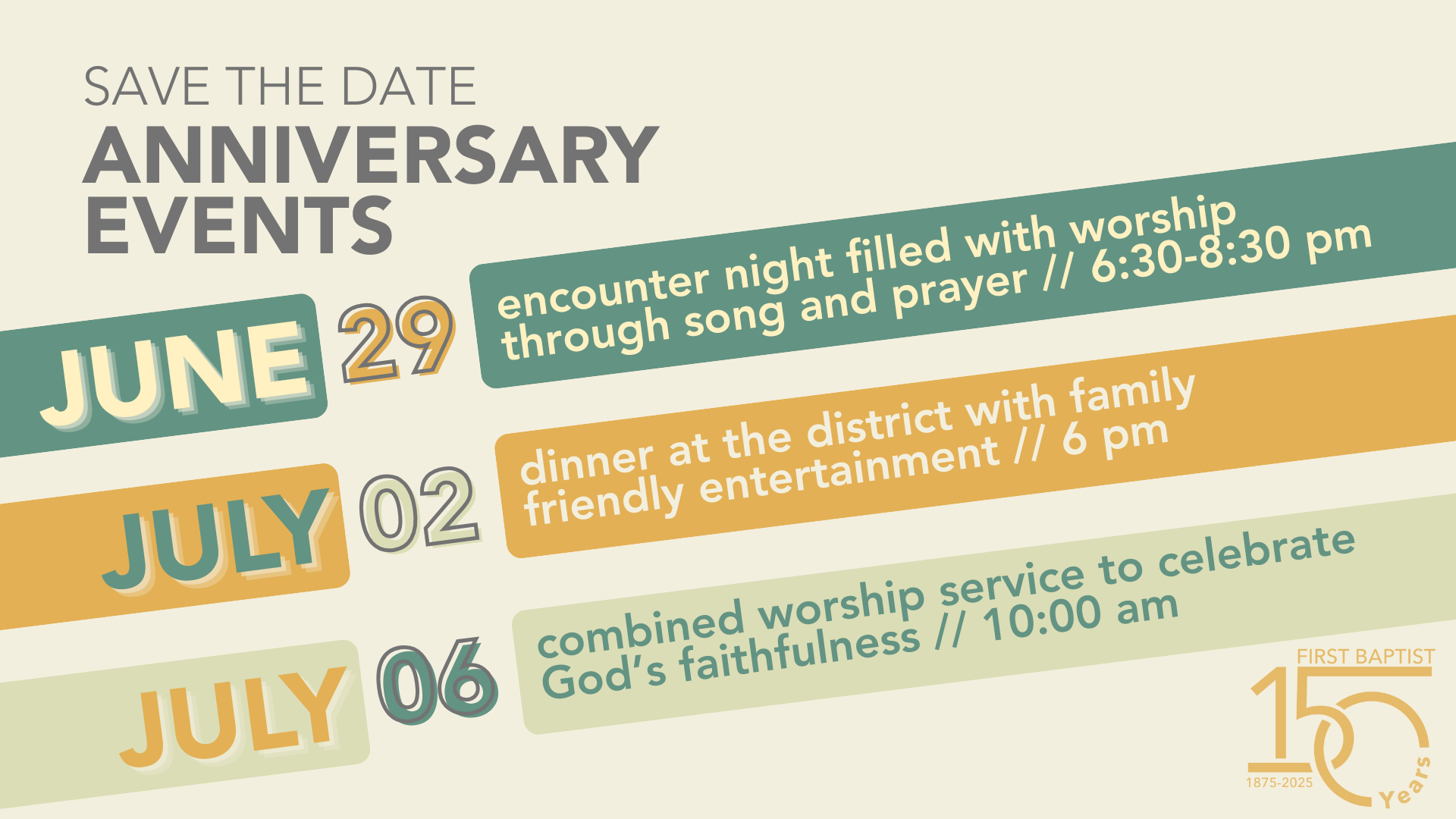 First Baptist 150th Anniversary Events